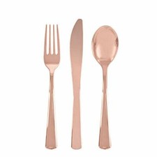 Rose Gold Plastic Cutlery Set for 6 Guests 18 Pieces NEW
