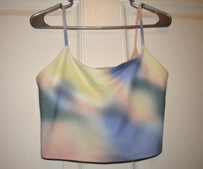Old Navy Active Powersoft Sports Bra Sz M Go-Dry Light Support Blue Yellow Peach