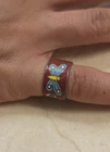 Unique Vintage Sterling Silver Cloisonné Enamel Butterfly Band Ring, Size 5