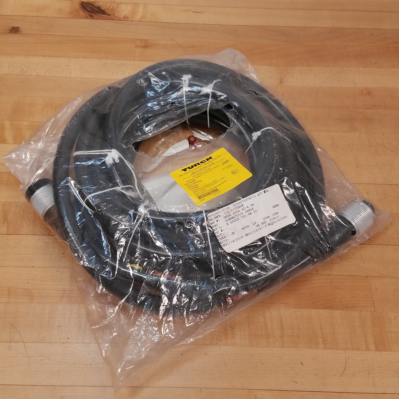 Turck GSDAGKDA40-8M, U-74528, 4 Pin Power Connection Cable - NEW