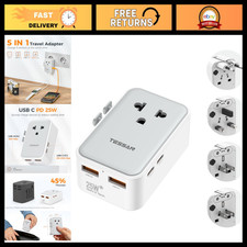 Universal Travel Adapter 25W PD, Ultra Thin International Power Converter