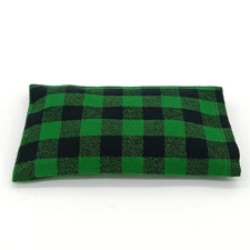 Microwavable Rice Heat Pack, Green & Black Plaid Flannel Hot Cold Therapy Pad