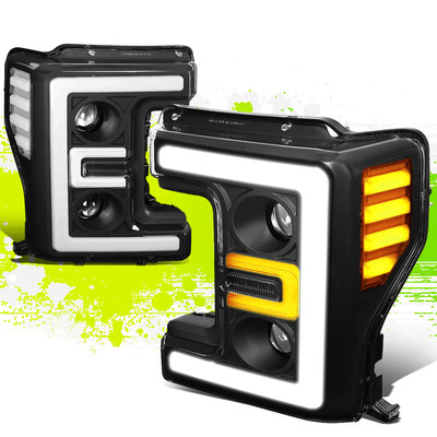 LED DRL Projector Headlight for Ford F250 F350 F450 F550 SD 17-19 Black Clear