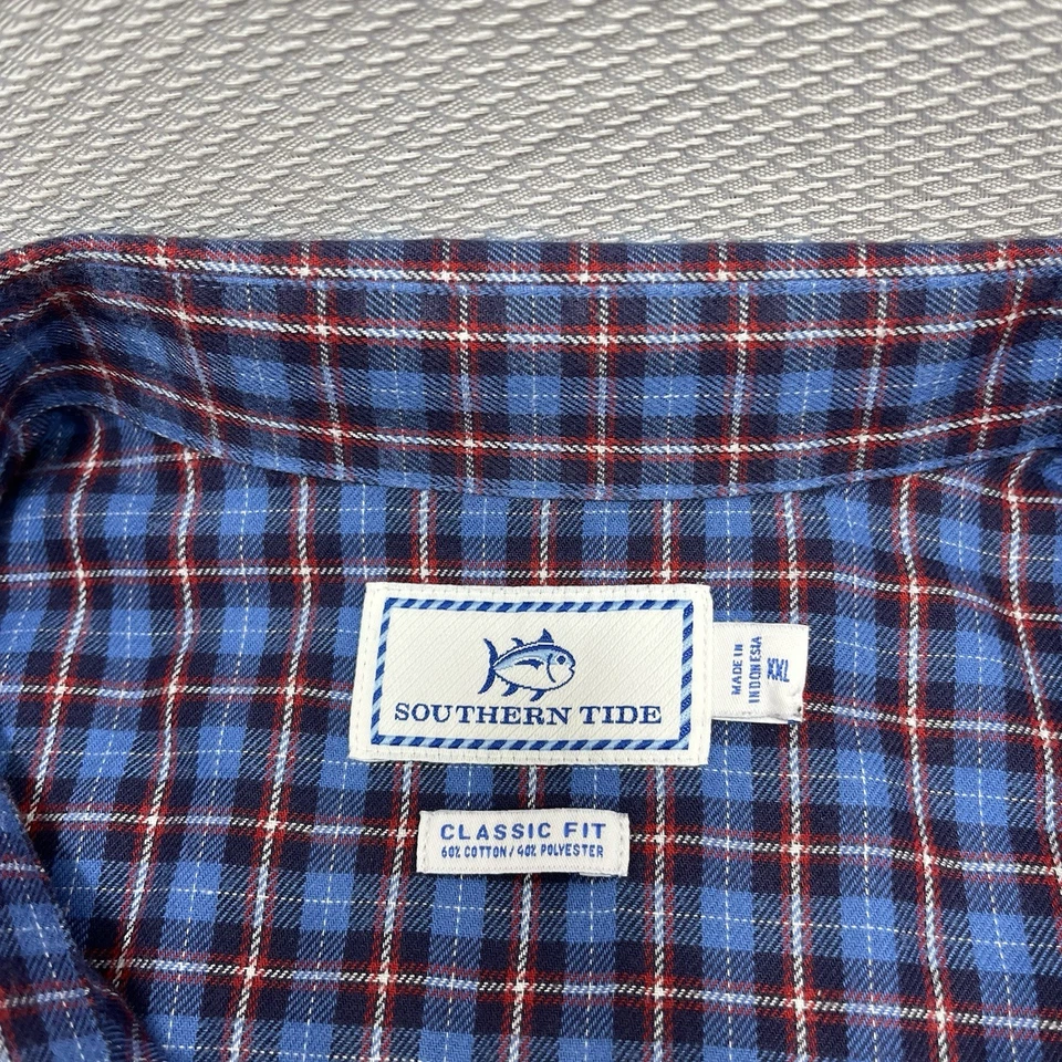 Camisa de vestir Southern Tide para hombre XXL calce clásico con botones a cuadros manga larga Foto 3 de 4