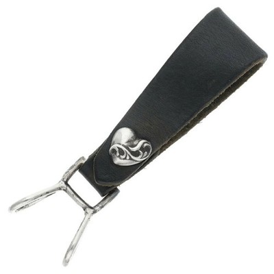 Chrome Hearts BELT LOOP Heart Ball Button Leather Belt Loop Black
