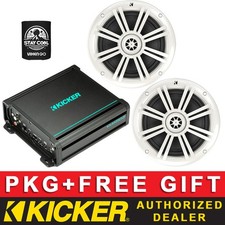KICKER KM604W 6.5" BOAT/MARINE AUDIO SPEAKERS PACKAGE KICKER CLASS D 2CH AMP