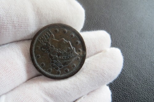 1853 BRAIDED HAIR Large One Cent 1C Copper US Coin lots of details