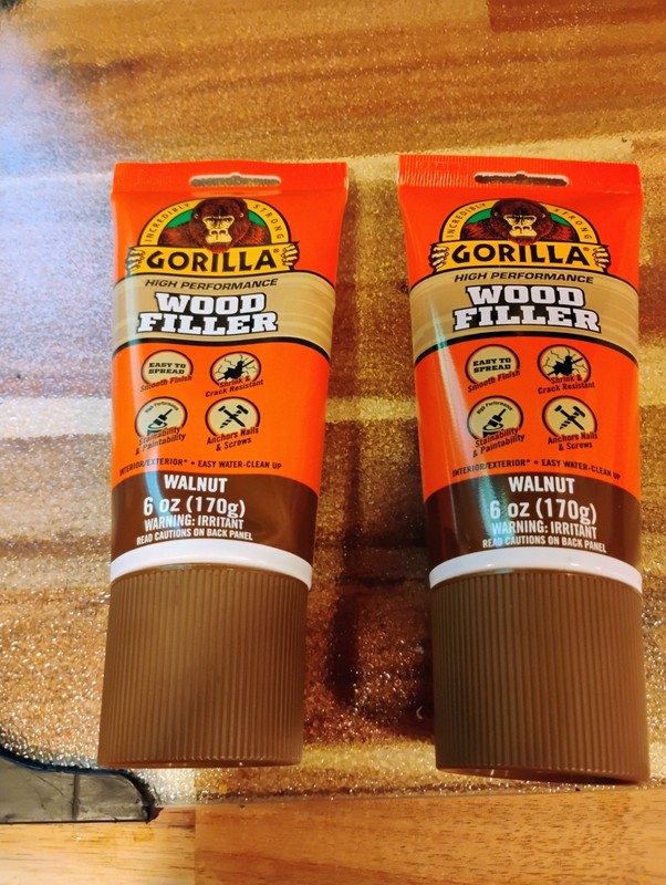 2 Pack Gorilla Wood Filler Pack Walnut Strong Water Resistant Repairs Stainable 