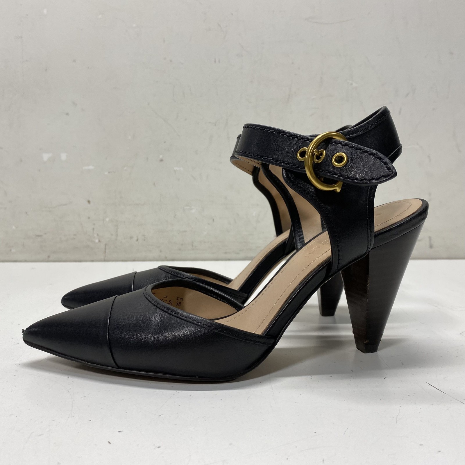 Coach Black Solid Ankle Strap Pointed Toe Heels W… - image 1
