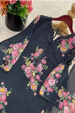 Women Pakistani Floral Printed Kurta With Salwar  With Dupatta. Part Wear Suit