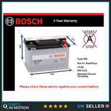 Battery fits AUDI Q2 Q3 A2 A1 A4 Allroad S5 TT A5 Q5 S1 RS3 Bosch 096