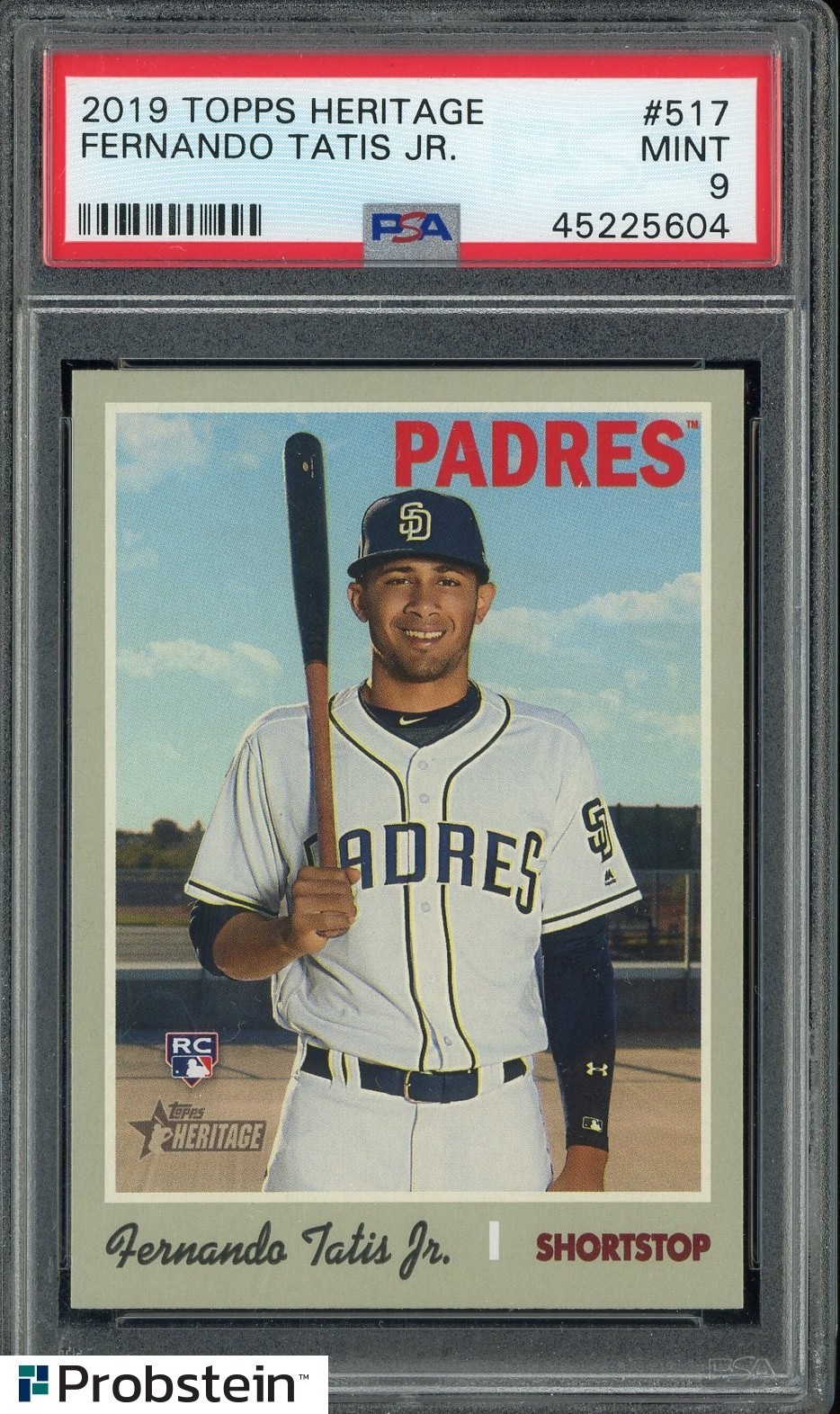 2019 Topps Heritage Fernando Tatis Jr RC Rookie #517 PSA 9 view 1