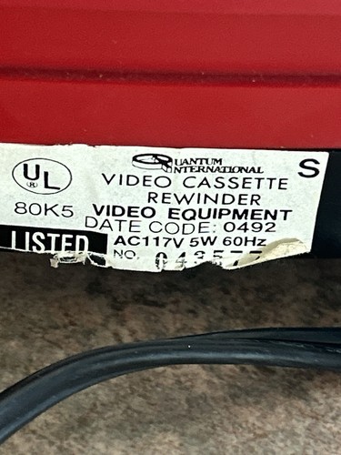 Vintage Red Sports Race Car VHS Video Cassette Tape Rewinder Quantum - WORKS - Picture 5 of 7