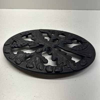John Wright Cast Iron Acorn Oak Leaf Trivet 1996 Made in USA Vintage Decor