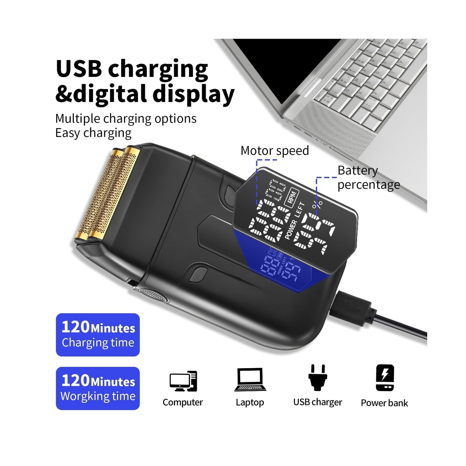 HIENA PRO Professional Reciprocating Electric Shaver for Men, Cordl... Fast Ship