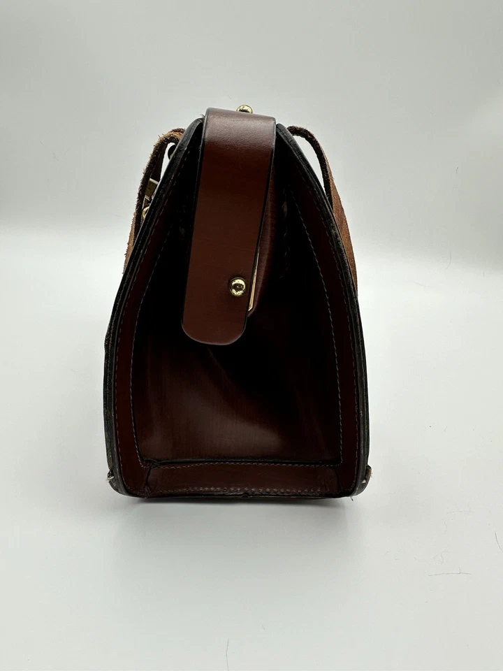 Bolso de mano vintage BURLINGTON con marco de cuero retazos bolso médico usado en excelente estado Foto 4 de 4