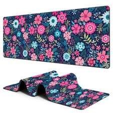 Large Pad Colorful Flowers Extended Gaming Mousepad Waterproof Desk Pad with ...