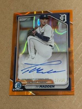 2024 Bowman Chrome Ty Madden Auto /25 Autograph Orange Lava Refractor Tigers