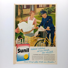 1961 XL Sunil Waschmittel Waschpulver farbig fig&uuml;rlich Werbeanzeige  Reklame