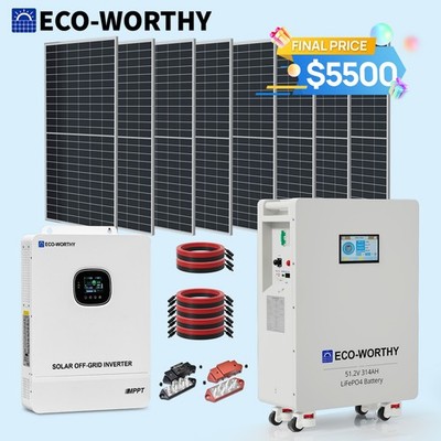 ECO-WORTHY 10KW Output 16.07KWH Off Grid Solar System Complete Kit for Home