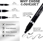 3PK Liquid Chrome Markers Set, Permanent Mirror Pens for Plastic, Metal, Art