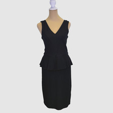 Ganni Miss Marple Peplum Dress Size Medium Black Capsule Staple Classic Classy