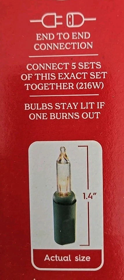 6 Lot PACK Holiday 10ct Clear Incandescent Mini Christmas Lights Green Wire 21' - Image 2 of 3