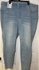 Terra Sky Womens Plus Skinny High Rise Pull On Jeggings Size 3X 24W-26W Blue