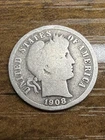 1908 Barber Liberty Head Dime 90% silver Actual coin Good Coin Grayish Color