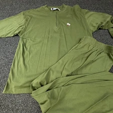 Bold Spirit Lounge Set Womens Large Olive Quarter Zip Mock Neck Top Pants