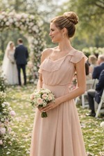 Morilee by Madeline Gardner Blush One Shoulder Bridesmaid Gown Wedding Prom 