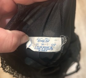 Vtg Vanity Fair Slip 34 Black Lace Sheer Retro Pinup Coquette Dress Lingerie