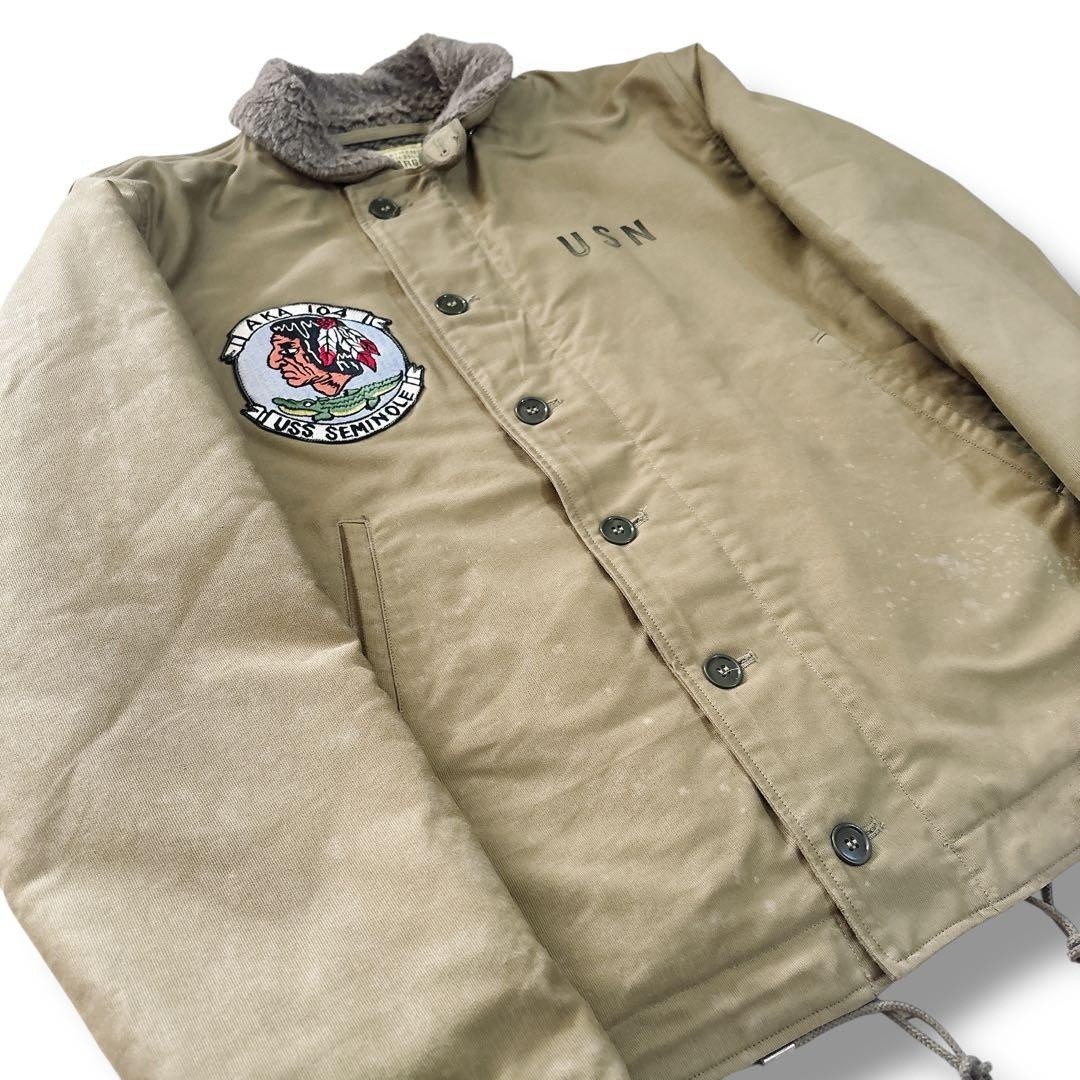 Buzz Rickson's N-1 Deck Jacket Khaki Patch Stenci… - image 3