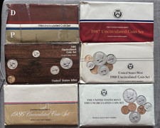 Lot of 6 US Mint Coin Sets D P 1984-1989 Uncirculated Orig. Gov t Packaging OGP