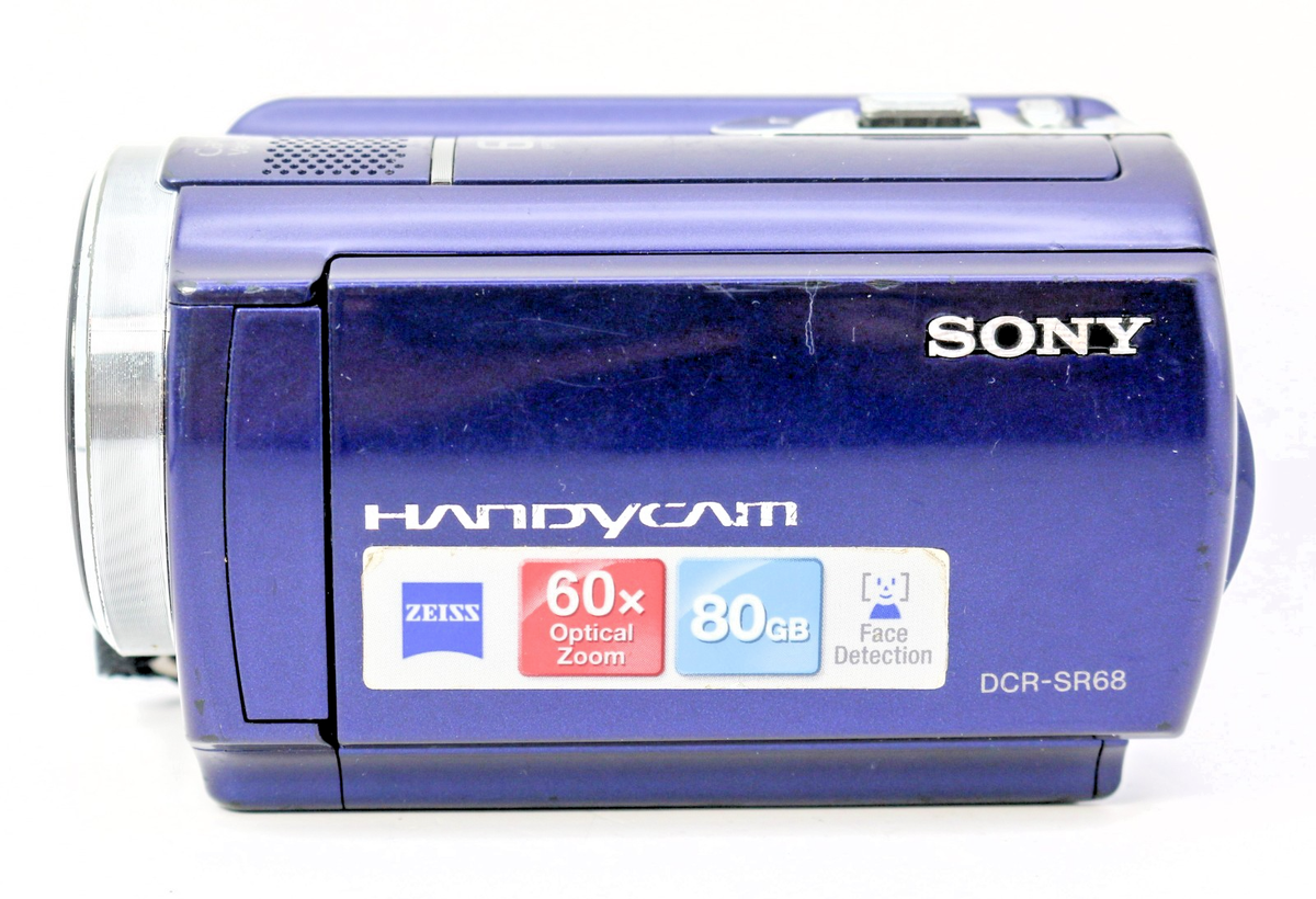 Sony Handycam DCR-SR68 80GB HDD Camcorder Blue – Tested – 60x Zoom