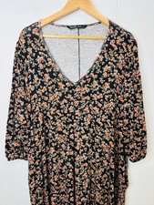 Yours Clothing Dress Orange Floral Jersey Midi Size 22/24 Plus Size Curve