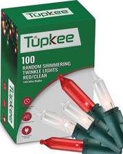 Red Clear Christmas Random Shimmering Twinkle Lights - 12 of 100 Bulbs Twinkle