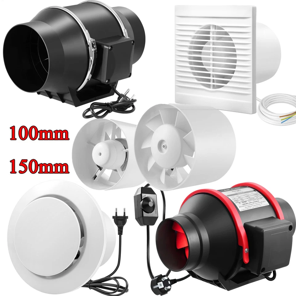 DEPMOG Ventilatore tubolare Ø100/150 mm ventilatore tubo scarico aria ventola inserimento tubi ventilatore silenzioso
