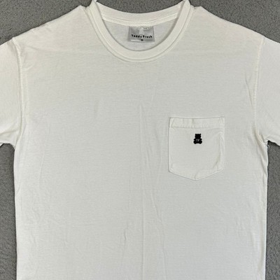 Teddy Fresh T-Shirt Mens Medium White Crewneck Short Sleeve Pocket Tee Bear Logo