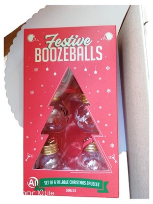 Gift Republic Festive Boozeballs Set 6 befüllbare Christbaumkugeln Rot