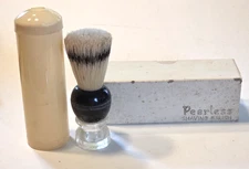 Vtg Peerless Shaving Brush sterilized w/ rubber setting ~ in Tube w/ Box *Unused