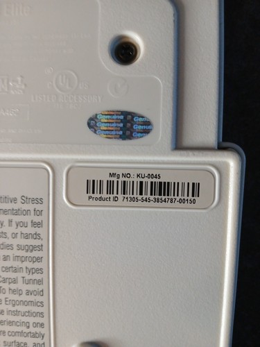 Microsoft KU-0045 X06-19331 Natural Keyboard Elite Ergonomic White Works Great - Picture 10 of 11