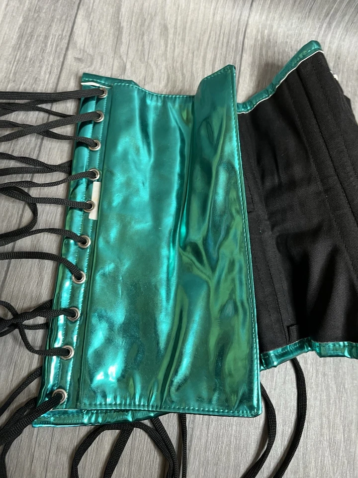 Espartilho de pomar raro em cromo verde-mar azul-petróleo, tamanho 24 não temperado usado uma vez - Imagem 4 de 4