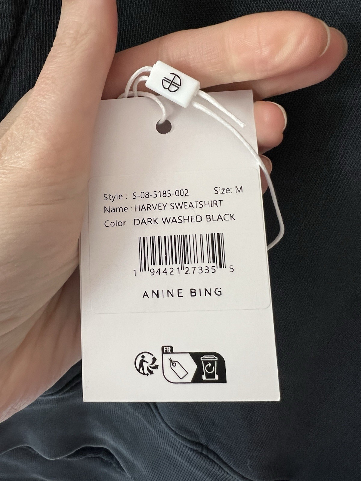 ANINE BING GREY COTTON HOODIE MEDIUM image 8