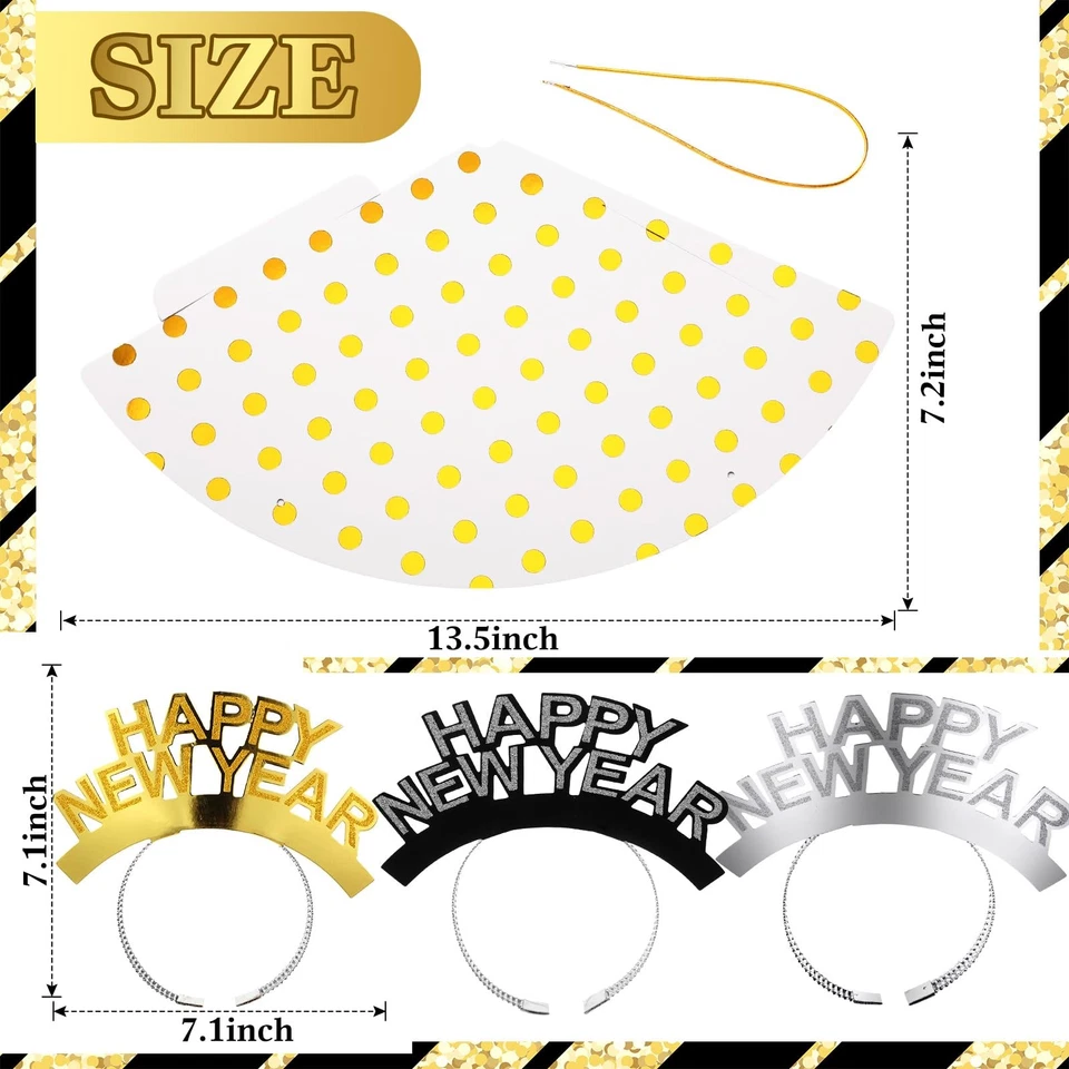 120 Piezas 2026 Suministros de Fiesta de Nochevieja para 24 Incluye Sombreros Cono Brillo Ti... Foto 3 de 4