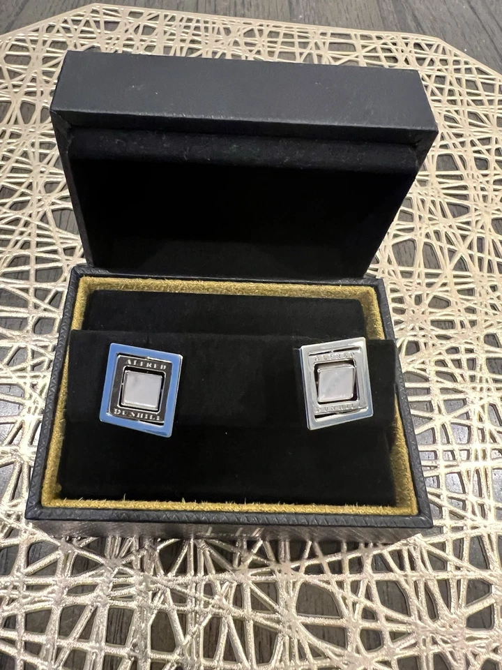 ALFRED DUNHILL GEMELOS LUJO REGALO PERLA ORIGINALES NUEVOS EN CAJA Foto 4 de 4
