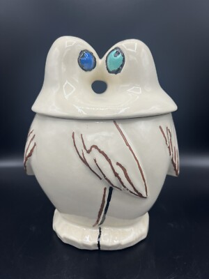 McCoy Vintage 1940s Cookie Jar Love Birds Kissing Penguins 8.5