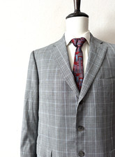 Ermenegildo Zegna Recent Suit Jacket Coat Men's 44R Glen Plaid Wool 3-Button Euc