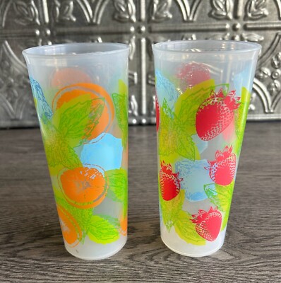 Tupperware Set of 2 Fruit Pattern Tumblers, 16 oz, #5107