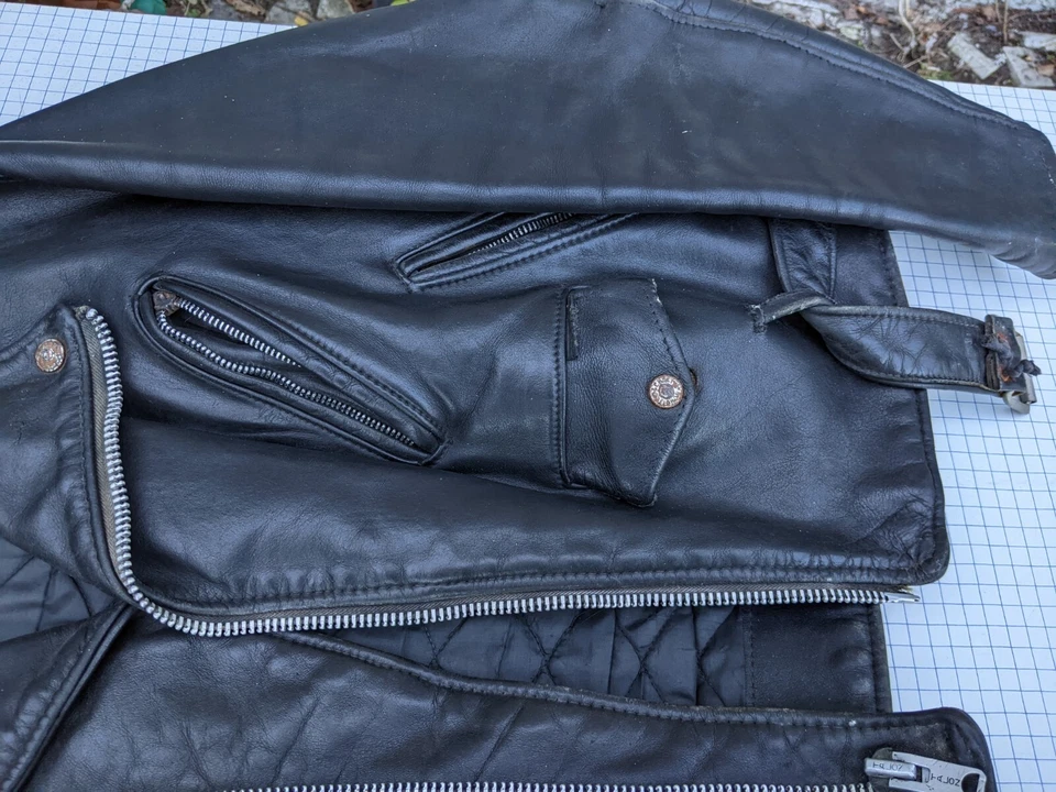 Véritable PERFECTO CUIR NOIR SCHOTT Biker Vintage Années 70 USA New York City - Photo 4/4